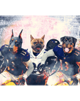 Lienzo personalizado con 3 mascotas de pie 'Baltimore Doggos'
