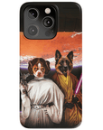 Funda personalizada para teléfono con 2 mascotas 'Princess Leidown & Jedi-Doggo'
