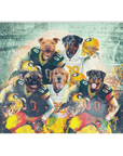 Manta personalizada para 5 mascotas "Green Bay Doggos"