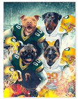 Póster personalizado para 4 mascotas "Green Bay Doggos"
