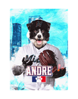 Lienzo personalizado para mascotas de pie con la leyenda 'Miami Doggo Marlins'