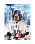 Lienzo personalizado para mascotas de pie con la frase "Seattle Mariners Doggos"