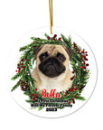 Adorno navideño personalizado con foto de cerámica de forma redonda personalizada - Primera Navidad