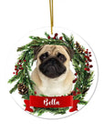 Adorno navideño personalizado con foto de cerámica, forma redonda, personalizado, corona navideña