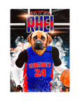 Lienzo personalizado para mascotas de pie 'Dogtroit Pistons'