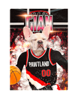Lienzo personalizado para mascotas de pie con la leyenda 'Pawtland Trail Blazers'