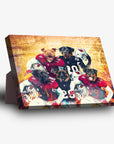 Personalized 5-pet standing canvas featuring dogs in Arizona Cardinals football uniforms against a golden background.
