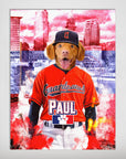 Personalized 'Cleveland Guardpaws' pet poster featuring a dog in an orange baseball uniform and cap.