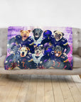 Personalized Minnesota Doggos blanket with six custom pet portraits in football uniforms.