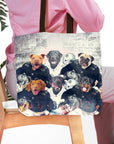 Personalized 6-pet tote bag featuring dogs in football uniforms.