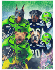 Manta personalizada para 4 mascotas "Seattle Doggos"