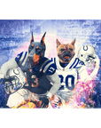 Lienzo personalizado para dos mascotas de pie 'Indianapolis Doggos'