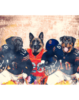 Lienzo personalizado con 3 mascotas de pie 'Chicago Doggos'