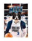 Lienzo personalizado para mascotas de pie con la frase 'Dallas Mavericks Doggos'