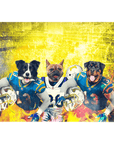 Lienzo personalizado con 3 mascotas de pie 'San Diego Doggos'