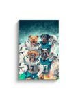 Lienzo personalizado para 4 mascotas 'Miami Doggos'