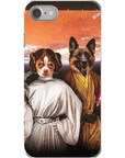 Funda personalizada para teléfono con 2 mascotas 'Princess Leidown & Jedi-Doggo'