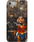 Funda personalizada para teléfono con 2 mascotas 'Batdog & Wonder Doggette'