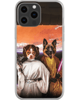 Funda personalizada para teléfono con 2 mascotas 'Princess Leidown & Jedi-Doggo'