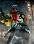 Puzzle personalizado de 2 mascotas 'Bat Dog & Robin'