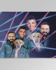 Manta personalizada '1980s Lazer Portrait 1 Pet/Humans(Males)'