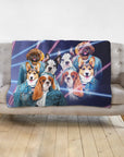 Manta personalizada para 4 mascotas 'Retrato Lazer de los años 80 (4 hembras)'
