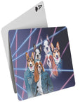 '1980's Lazer Portrait (Hembras)' Naipes personalizados para 3 mascotas