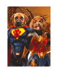 Lienzo personalizado para 2 mascotas 'Superdog & Wonder Doggette'
