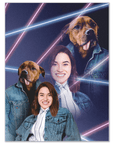Póster personalizado 'Retrato Lazer de los años 80, mascota (masculino)/humano (femenino)'