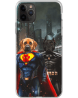 Funda personalizada para teléfono con 2 mascotas 'Superdog & Batdog'