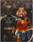 Rompecabezas personalizado de 2 mascotas 'Batdog & Wonder Doggette'