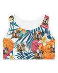 Bra deportivo personalizado (blanco floral: 1-4 mascotas)