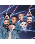 Rompecabezas personalizado 'Lazer Portrait 2 Pet & Humans(Males) de los años 80'