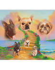 Manta personalizada para 3 mascotas 'The Rainbow Bridge 3 Pet'