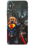 Funda personalizada para teléfono con 2 mascotas 'Superdog & Batdog'