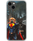 Funda personalizada para teléfono con 2 mascotas 'Superdog & Batdog'