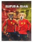 Manta personalizada para 2 mascotas 'Spain Doggos Soccer'