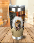 Personalized stainless steel tumbler featuring a dog in an "Albert Pawstein" renaissance portrait.
