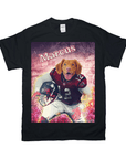 Black Gildan t-shirt featuring a personalized graphic of a dog in an Atlanta Falcons football uniform.