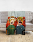 Personalized custom pet blanket featuring two dogs in "Beavis and Buttsniffer" style.