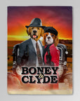 Manta personalizada para 2 mascotas 'Boney and Clyde'