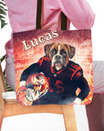 Personalized 'Cleveland Doggos' tote bag featuring a boxer dog in a football uniform with "Lucas" text.