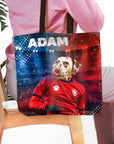 Personalized tote bag with a Dalmatian dog portrait in a Czech Republic soccer uniform.