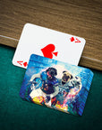Personalized playing cards featuring two dogs in football uniforms, "Detroit Doggos" design.