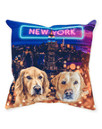 Cojín personalizado para 2 mascotas 'Doggos of New York'