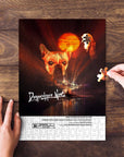 Personalized 'Dogpocalypse Now' puzzle featuring two custom pet portraits in a movie poster style.
