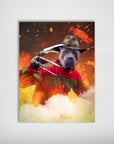 Personalized "Freddy Woofer" pet poster featuring a dog's head on Freddy Krueger's body in a fiery scene.