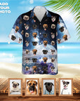 Camisa hawaiana personalizada (Galaxia: 1-7 mascotas)