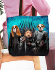Personalized 3-pet tote bag with dogs in Game of Thrones royal renaissance portraits.