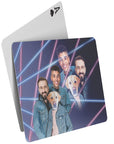 '1980s Lazer Portrait 1 Pet/Humans(Males)' Naipes personalizados para 3 mascotas